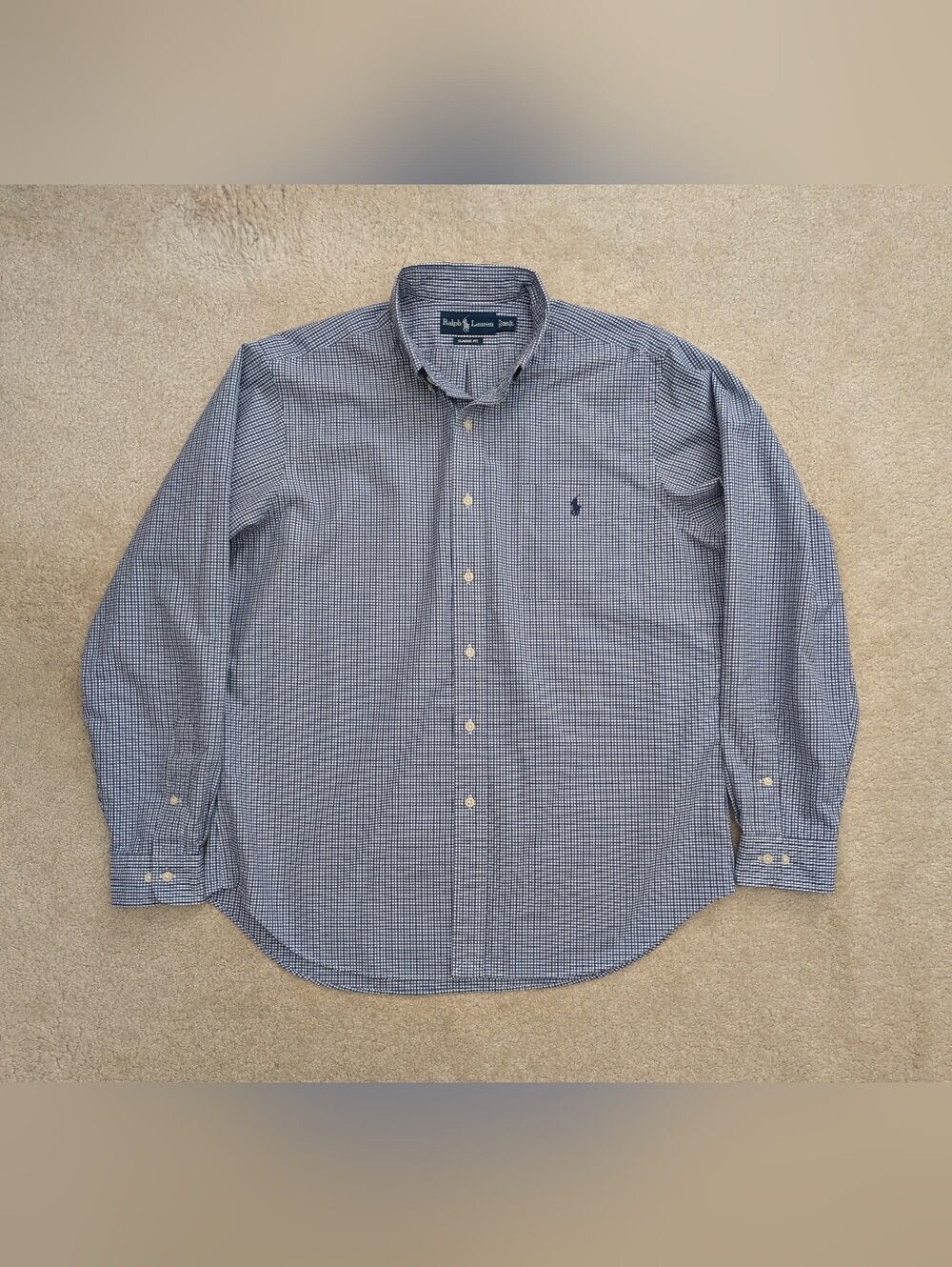 Ralph Lauren blue white button-down shirt Large